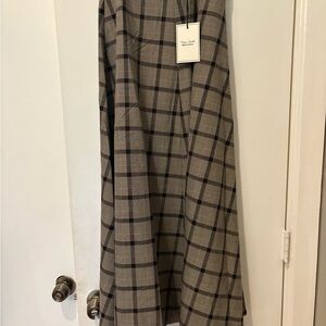 Reformation Checkered A-Line Skirt in Black and Brown